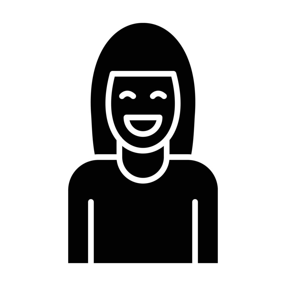 lächelnde Frauen-Glyphe-Symbol vektor