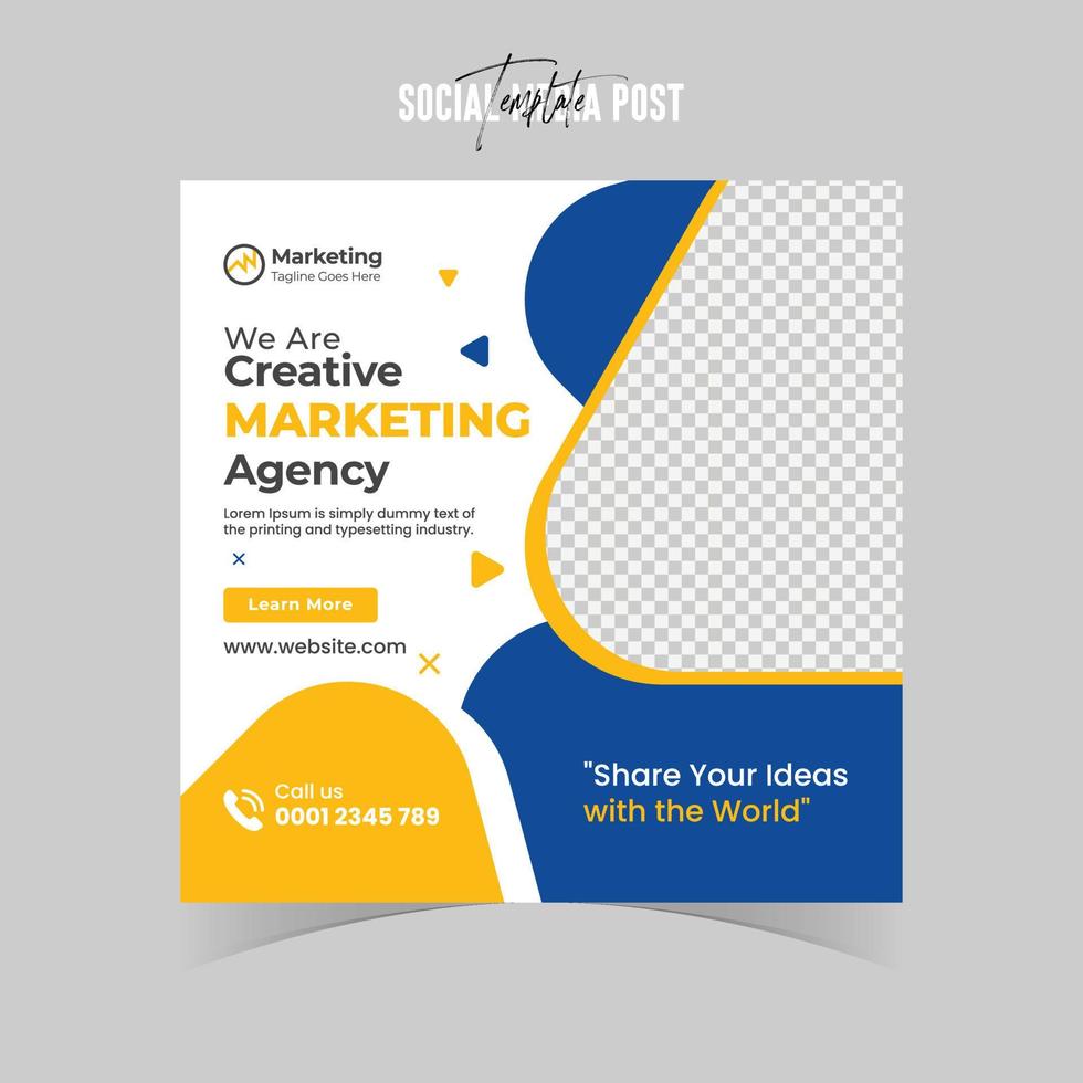 Social-Media-Post- und Banner-Vorlage einer kreativen Agentur für digitales Marketing vektor