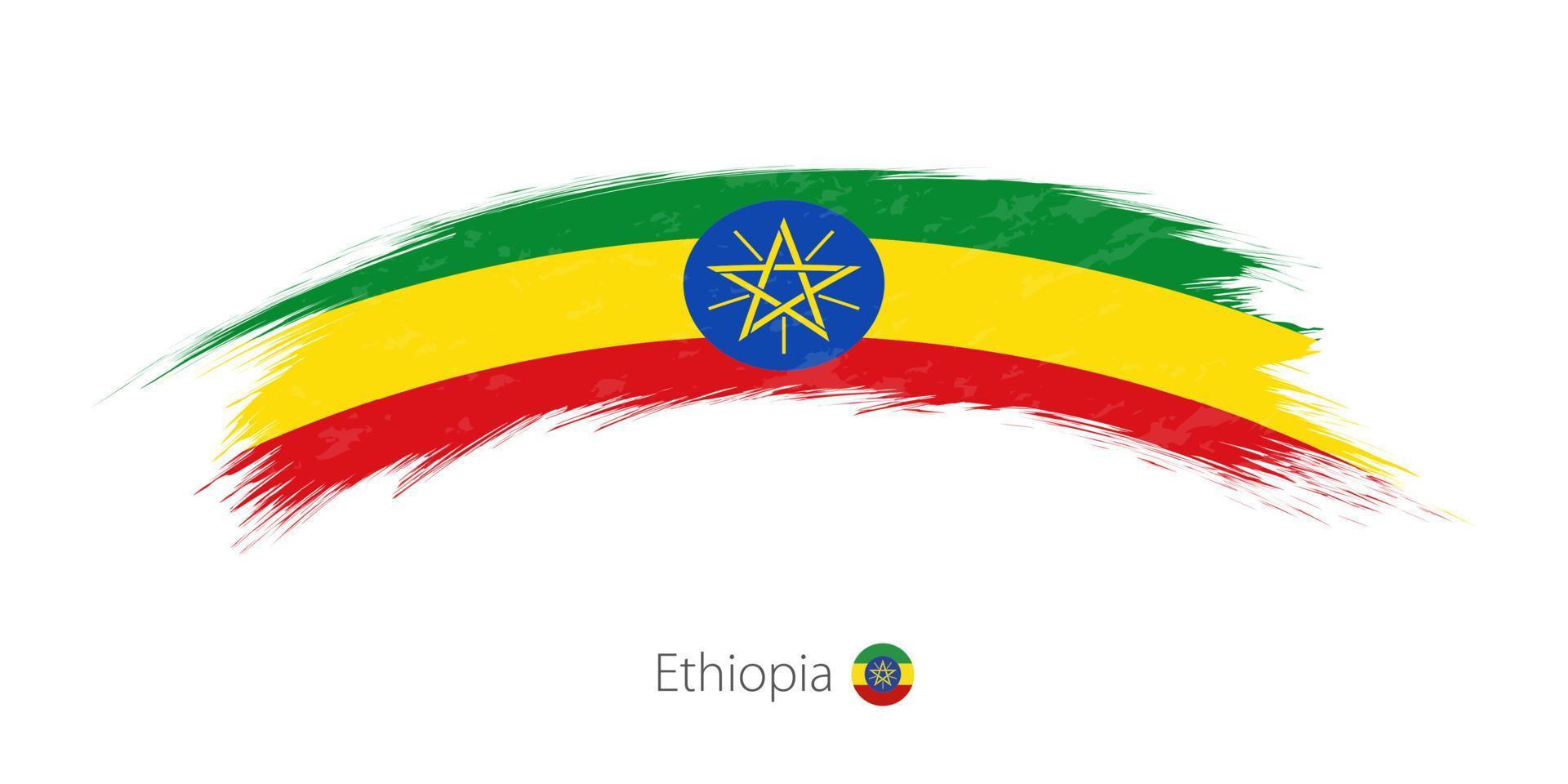Etiopiens flagga i rundad grunge penseldrag. vektor
