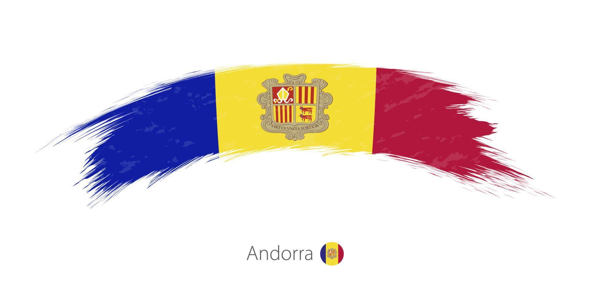 Andorras flagga i rundad grunge penseldrag. vektor