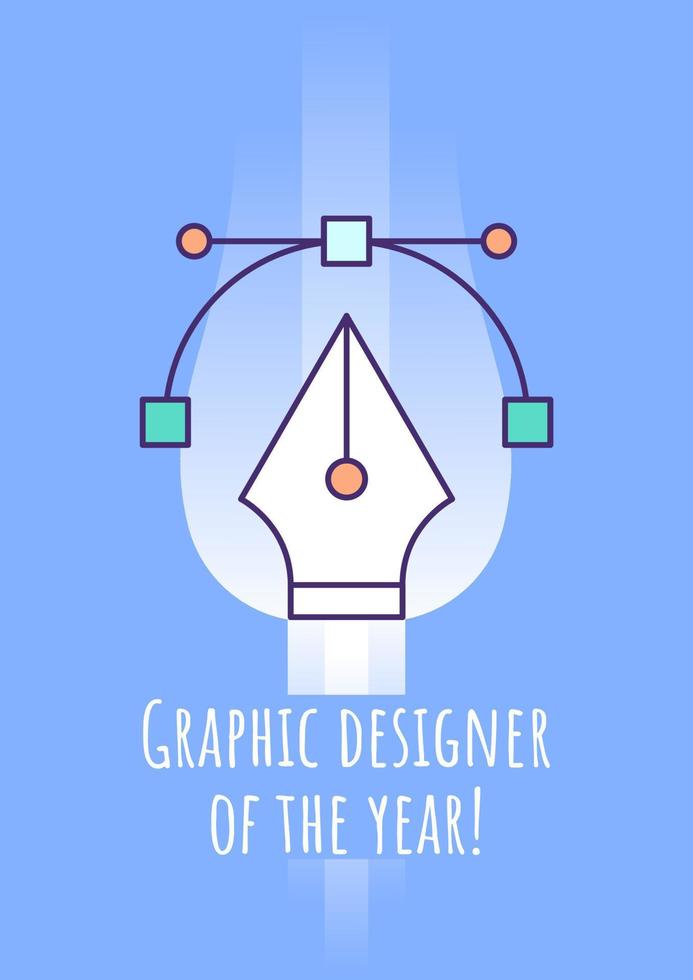 grafisk designer av året gratulationskort med färg ikon element. konstnär. vykort vektor design. dekorativa flygblad med kreativ illustration. anteckningskort med gratulationer på blått