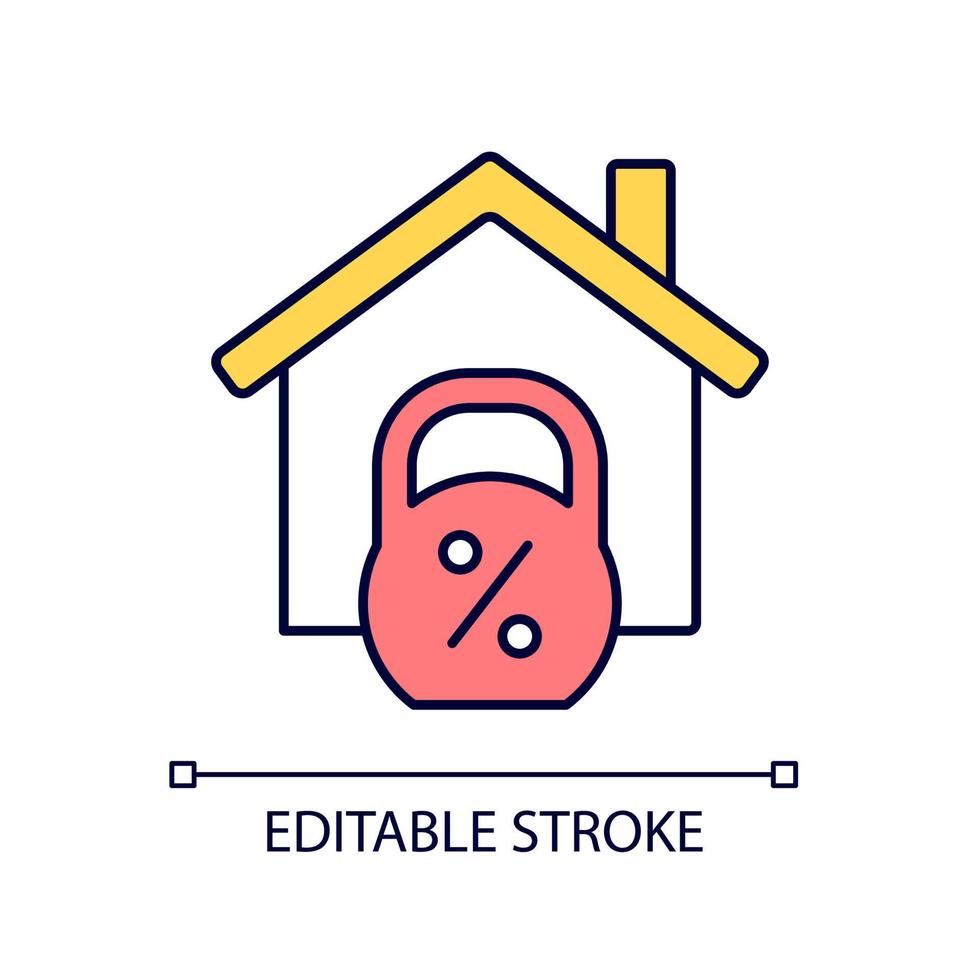 hus inteckning rgb färgikon. banklån för att köpa bostad. fastighetsförsäljning. fastighetsägande. isolerade vektor illustration. enkel fylld linjeritning. redigerbar linje. arial teckensnitt som används