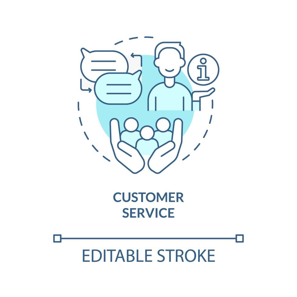 kundtjänst turkos konceptikon. färdigheter för mänskliga resurser abstrakt idé tunn linje illustration. isolerade konturritning. redigerbar linje. roboto-medium, otaliga pro-bold typsnitt som används vektor
