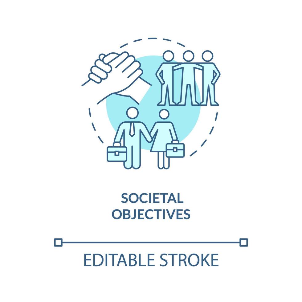 samhälleliga mål turkos koncept ikon. sociala behov och utmaningar. hr abstrakt idé tunn linje illustration. isolerade konturritning. redigerbar linje. roboto-medium, otaliga pro-bold typsnitt som används vektor