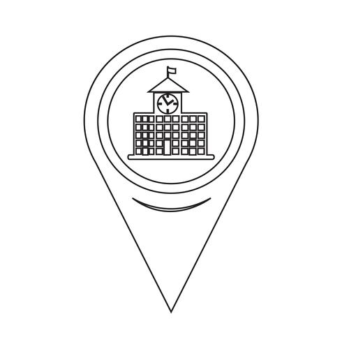 Map Pointer Schulgebäude-Symbol vektor