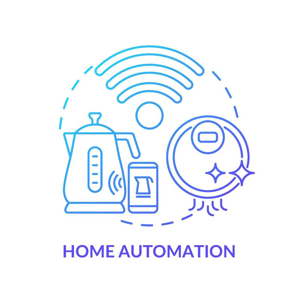 hemautomation blå gradient konceptikon. hushållsteknik abstrakt idé tunn linje illustration. isolerade konturritning. redigerbar linje. roboto-medium, otaliga pro-bold typsnitt som används vektor