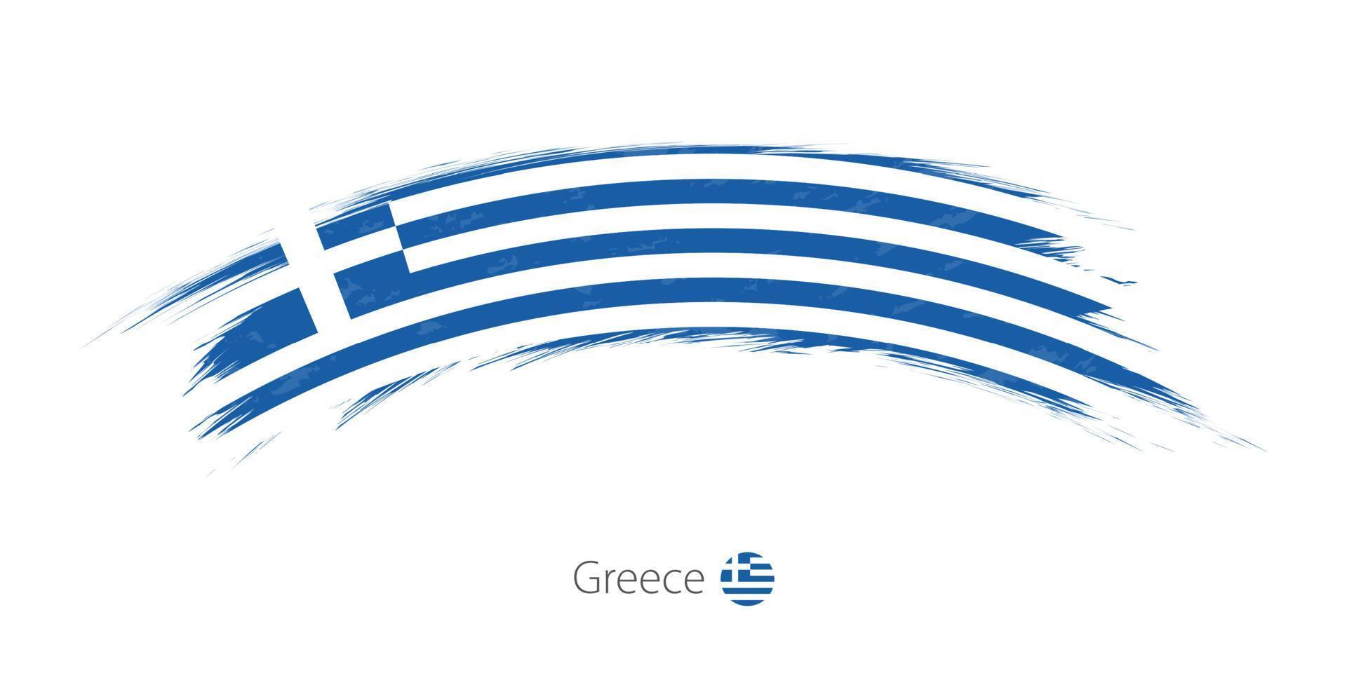 Greklands flagga i rundad grunge penseldrag. vektor