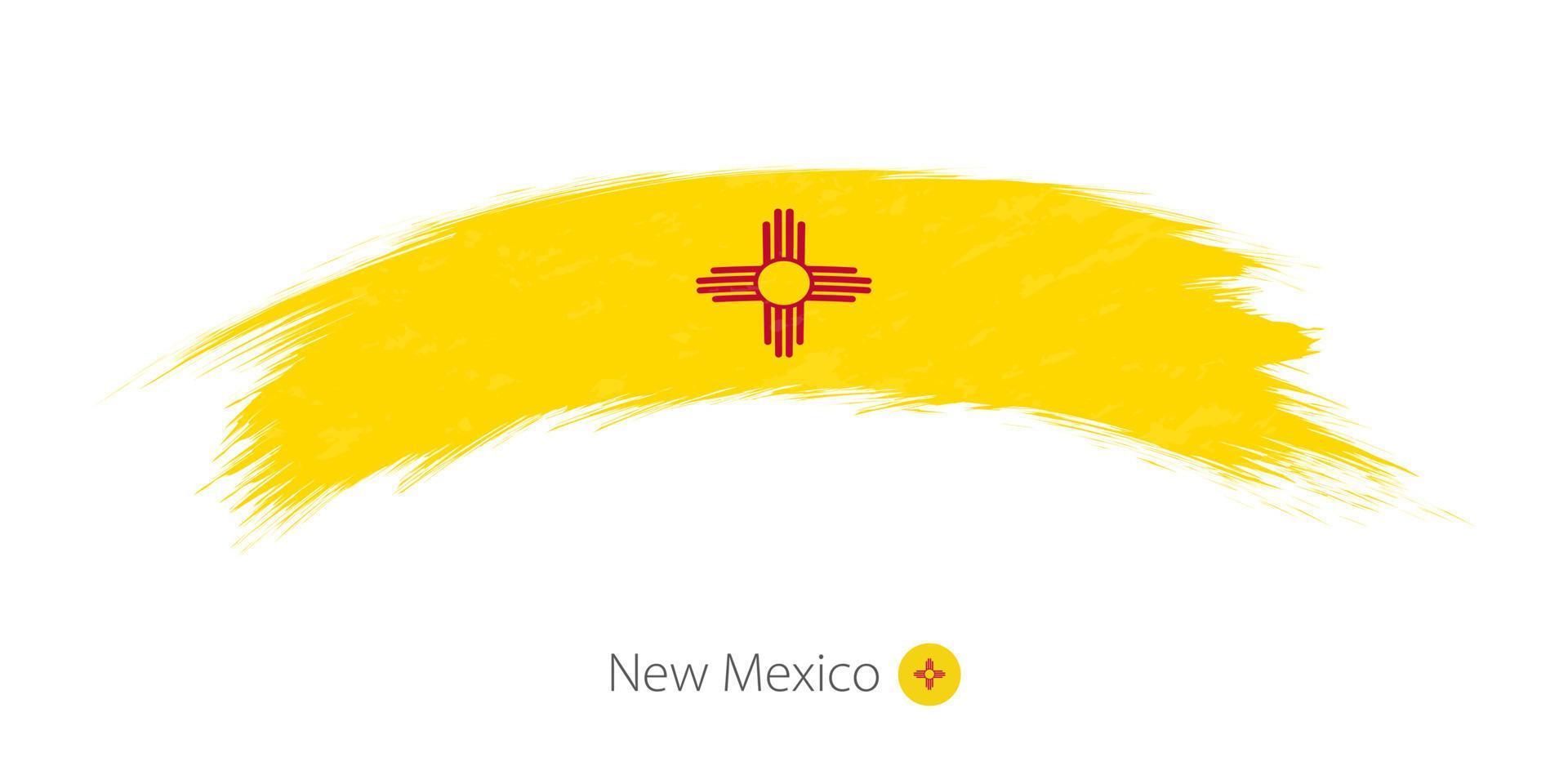 flagga för nya Mexiko i rundad grunge penseldrag. vektor