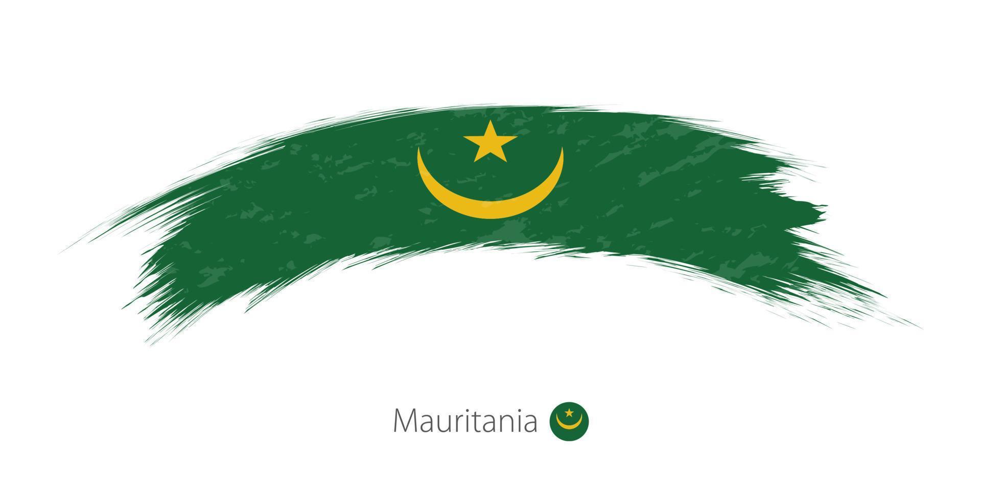 Flagge Mauretaniens in abgerundetem Grunge-Pinselstrich. vektor