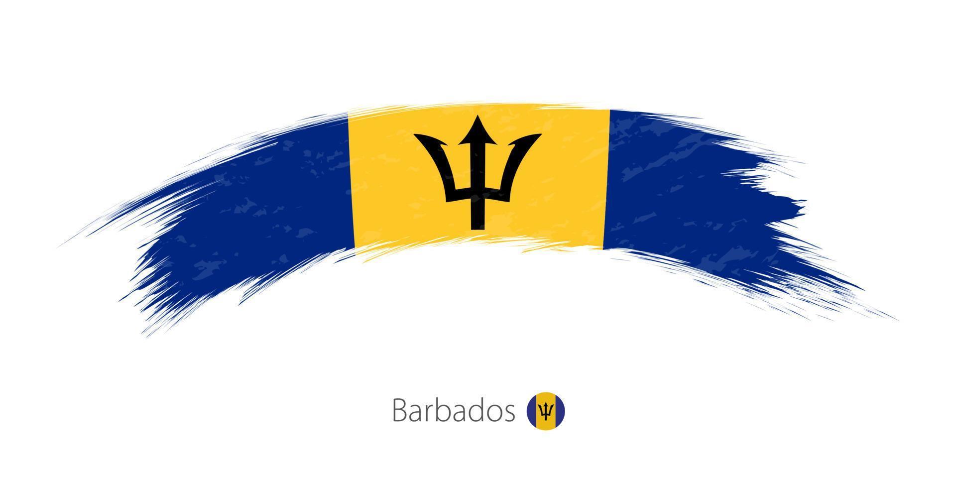 flagga Barbados i rundad grunge penseldrag. vektor