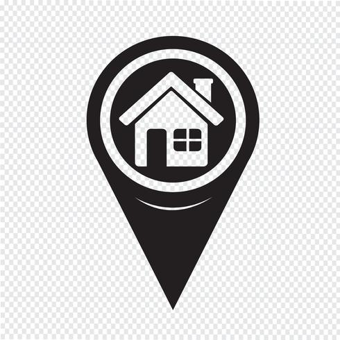 Map Pointer Home-Symbol vektor