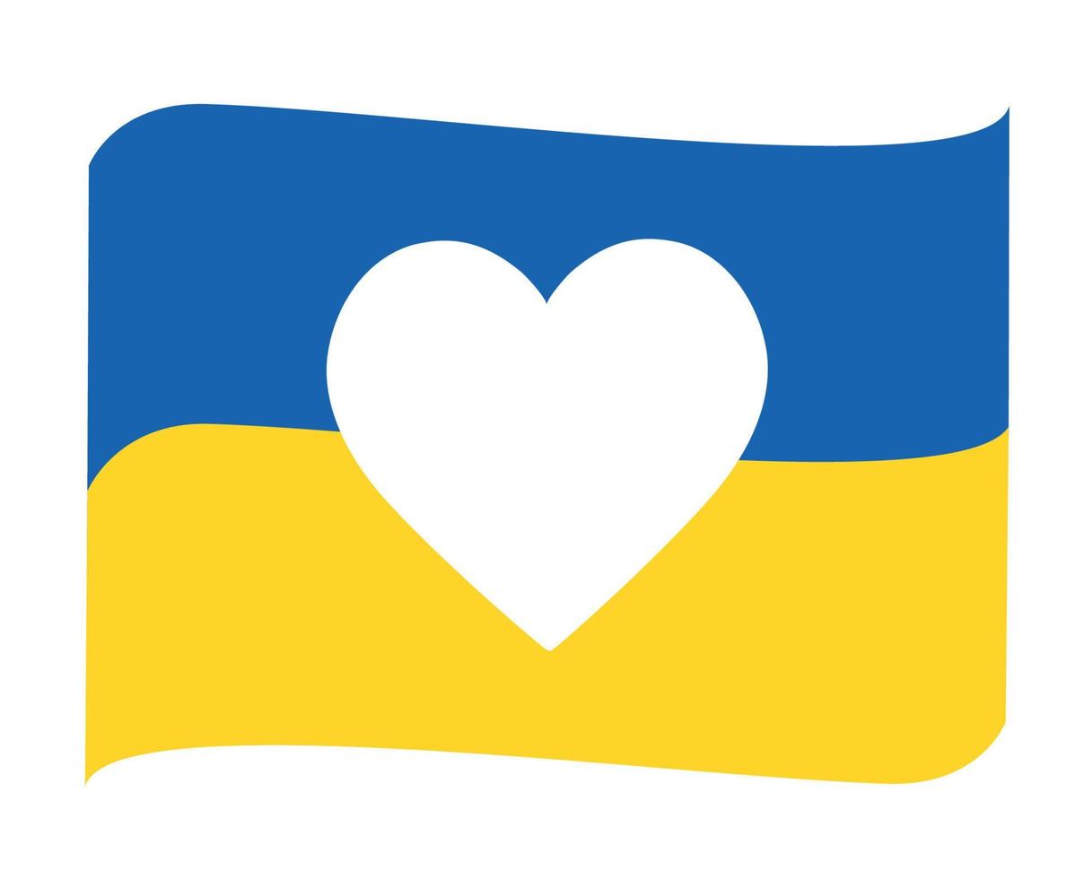 ukrainska nationella europa band flagga emblem med hjärtat symbol abstrakt vektor design