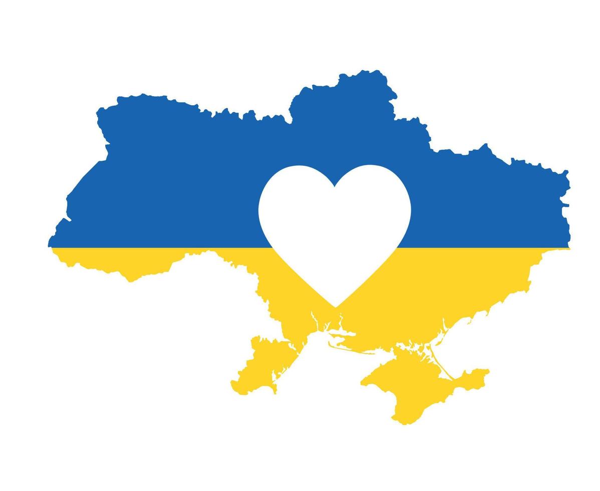 ukraine flag map emblem national europa mit herzsymbol abstraktes vektordesign vektor