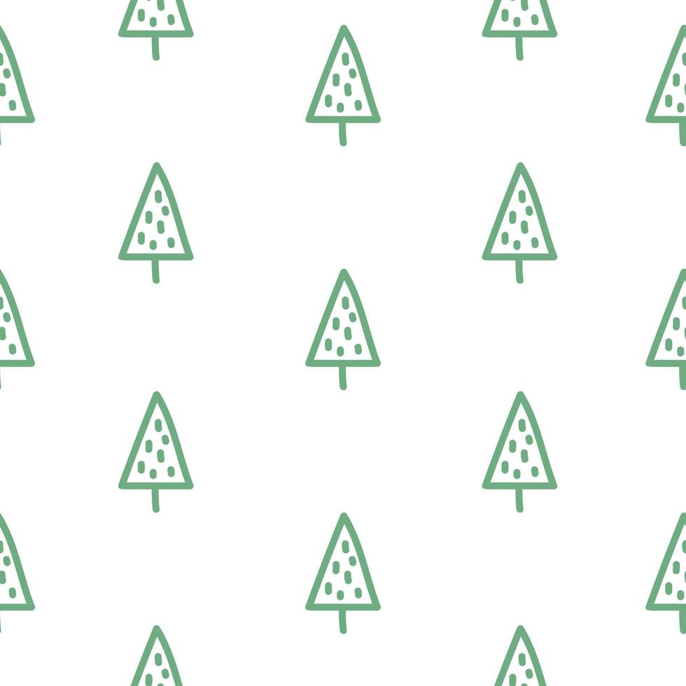 nahtloses Muster mit Weihnachtsbaum. Fichte. Tanne. Doodle-Stil. weißer Hintergrund. Vektor-Illustration. vektor