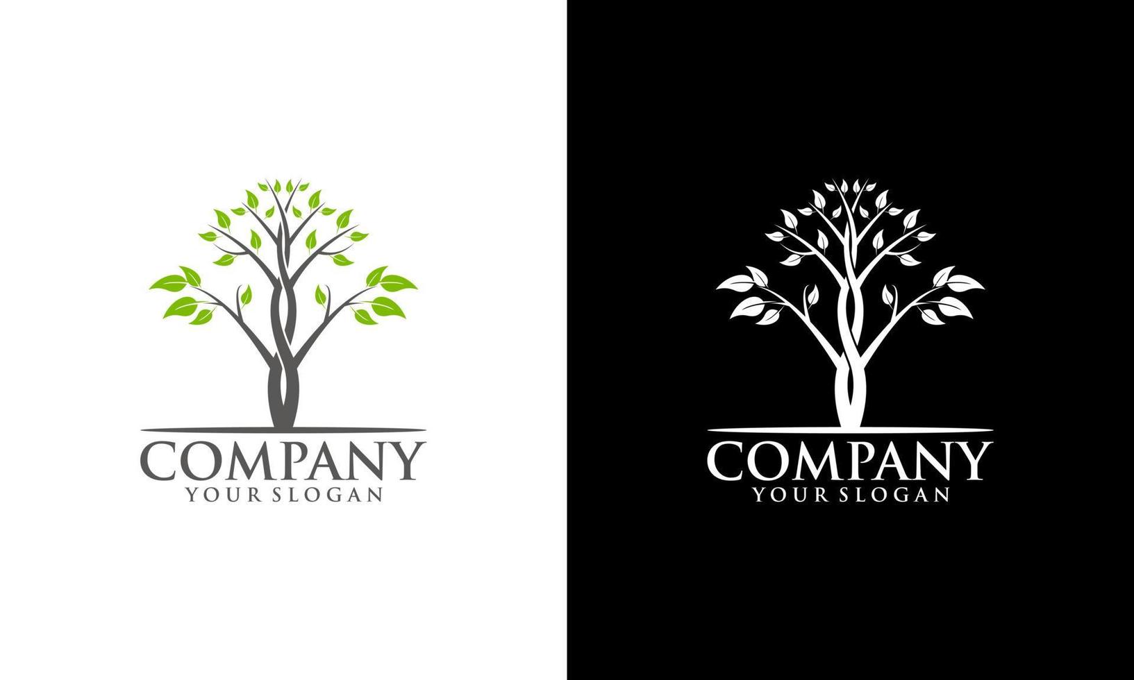Baum-Vektor-Symbol. Logo-Design-Elemente. Logos der grünen Blattökologie-Naturelement-Vektorikone vektor