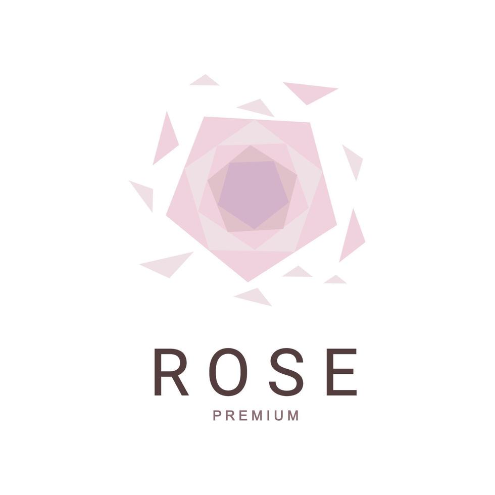 rosa blomma geometrisk logotyp i mjuk färg vektor