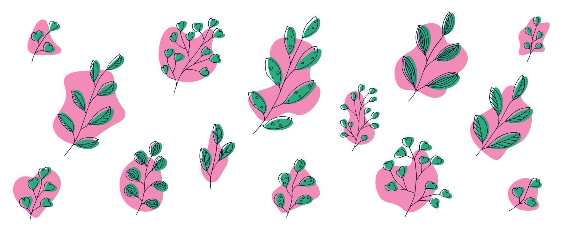 handritad vektor gren. färgglada uppsättning ört doodle isolerad på vit bakgrund. botanisk illustration för kort, tryck, webb, design, dekor, logotyp.
