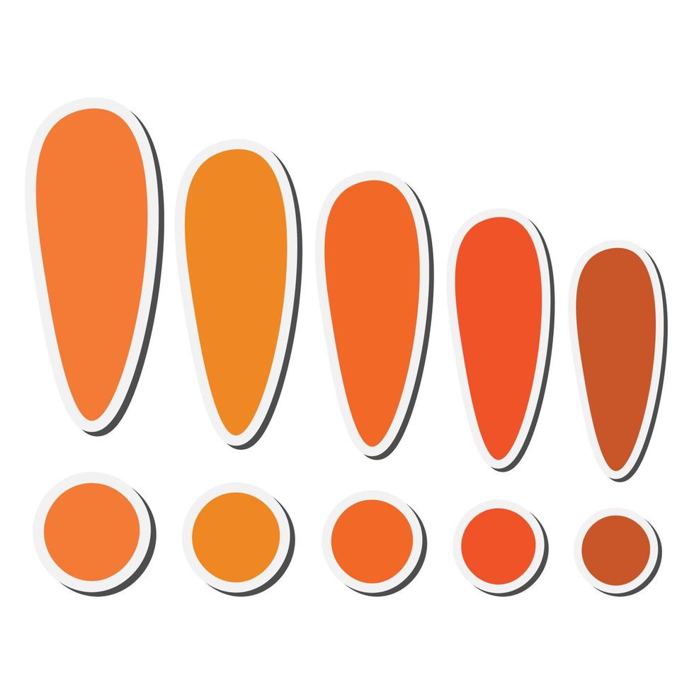 orange klistermärke utropstecken set. vektor