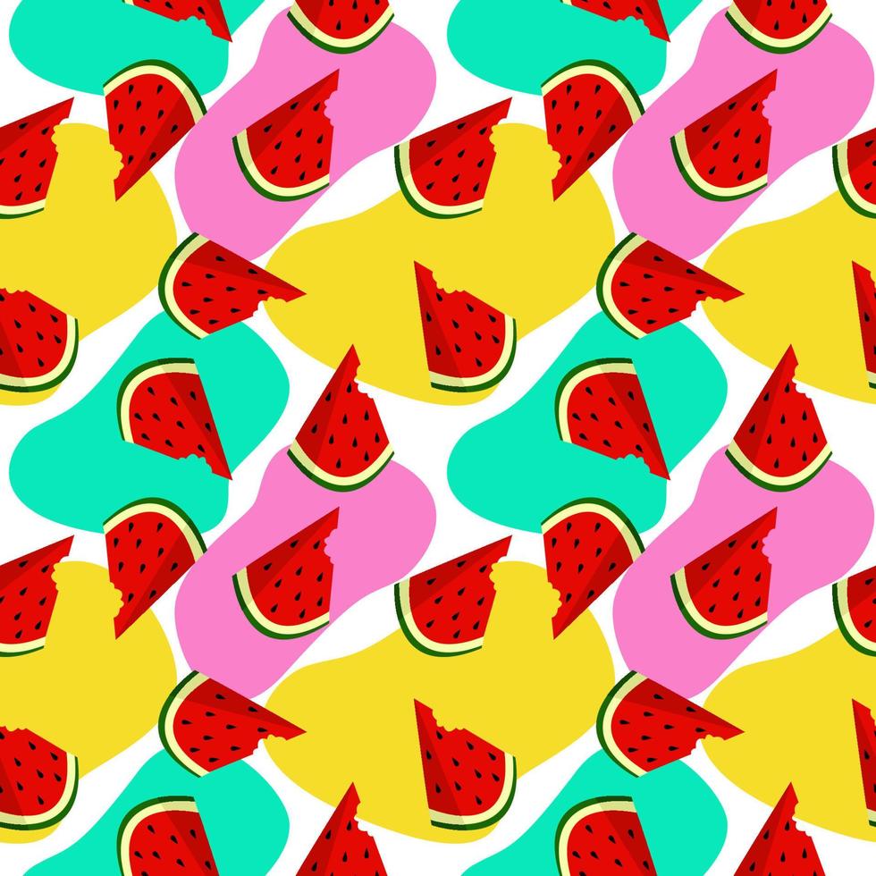 vektor vattenmelon bakgrund med svarta frön. sömlösa vattenmeloner mönster. vektor bakgrund med vattenmelon skivor. vektor seamless mönster av frukt vattenmelon
