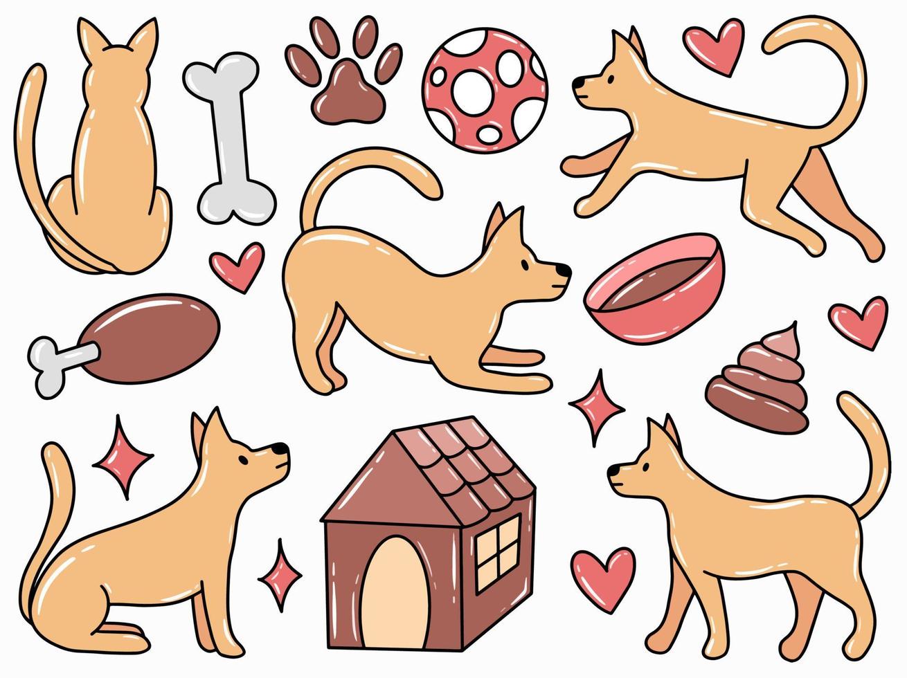 hundar doodle clipart samling vektor