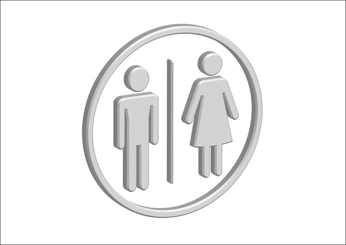 Mann-Frauen-Zeichenikonen des Piktogramm-3D, Toilettenzeichen oder Toilettenikone vektor