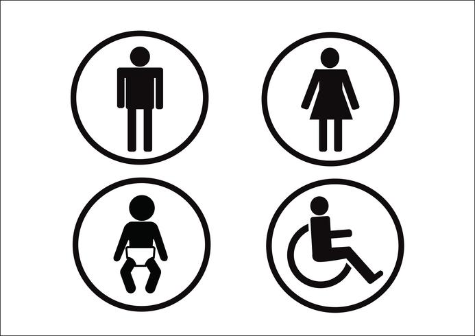 Restroom Symbol Symbol der Behinderung und des Kindes der Mannfrau vektor