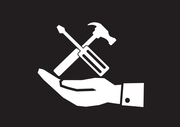 Hand und Werkzeuge Hammer-Symbol vektor