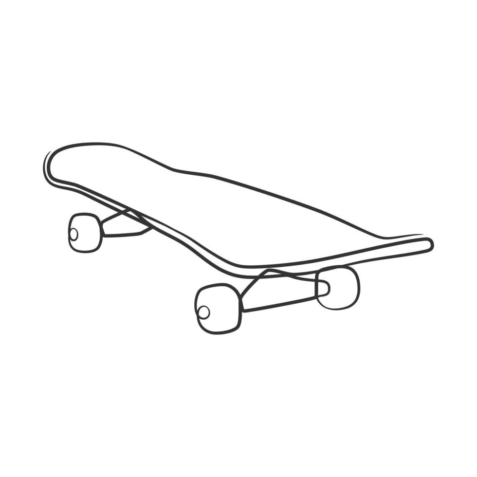 kontinuierliche Strichzeichnung von Retro-Skateboard vektor