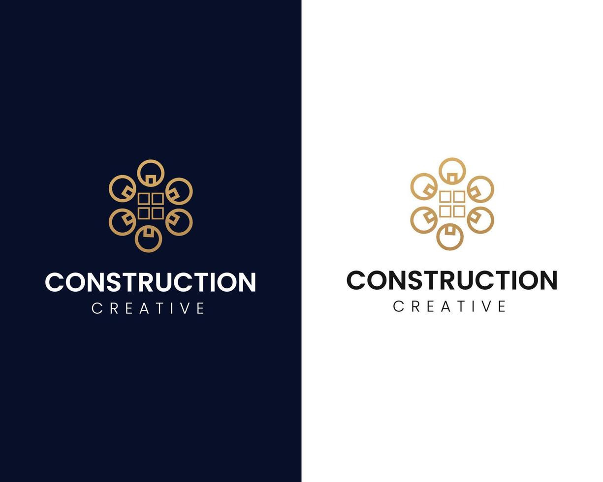Gebäude Logo Illustration Vektorgrafik Design im Linienkunststil. gut für Marke, Werbung, Immobilien, Bau, Haus, Zuhause vektor