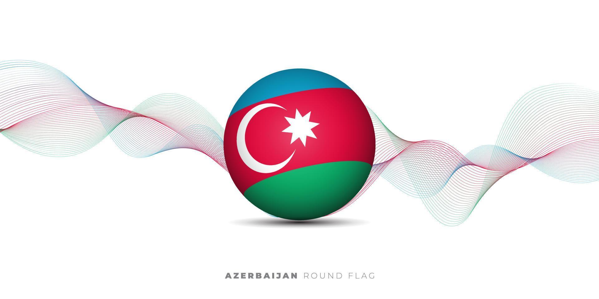 aserbaidschan runde flaggenvektorillustration mit schwenkenden linien hintergrund. aserbaidschan unabhängigkeitstag. vektor