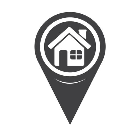 Map Pointer Home-ikon vektor