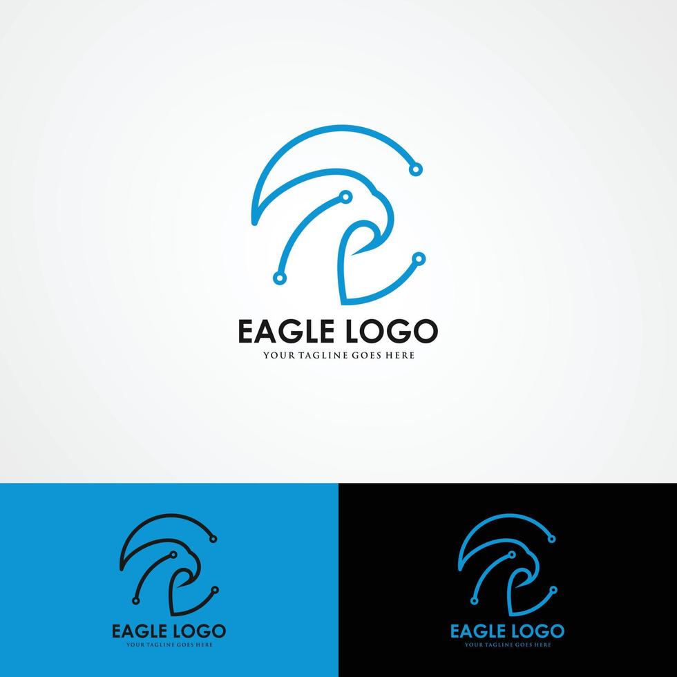 abstraktes Adler-Terbang-Logo, Ruang Negatif Kepala Elang Terbang-Logo vektor