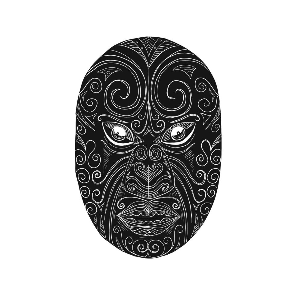 maori mask träsnitt vektor