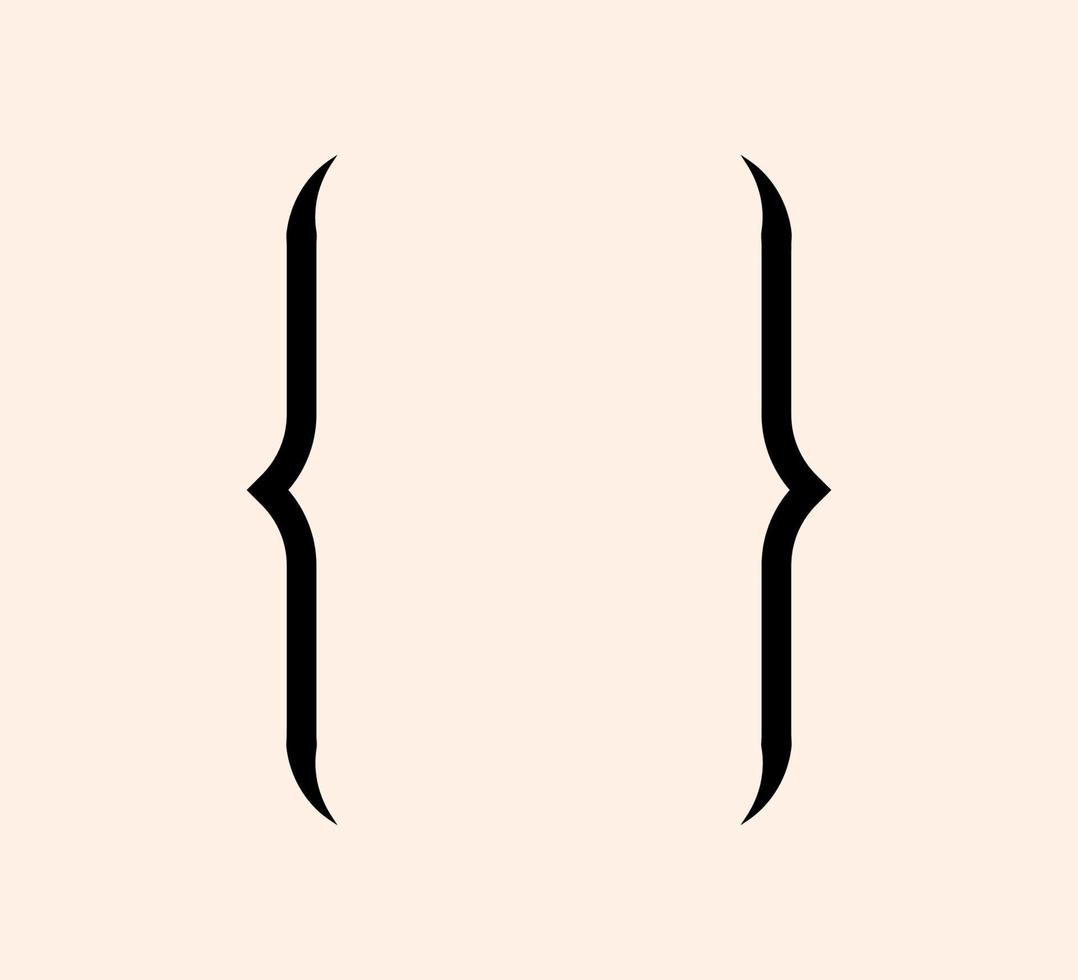 lockiga hängslen skiljetecken svart ikon. vintage parentes symbol figur för att skriva eller typografi. prydnad och vektor eps isolerade designelement koncept för meddelanden och citat