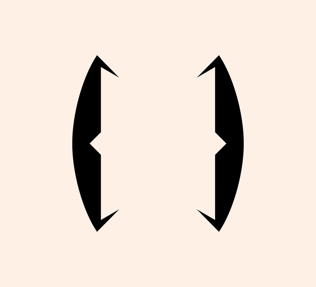 lockiga hängslen skiljetecken svart ikon. kreativa eleganta parentes symbol för maskinskrivning eller typografi. prydnad och vektor eps isolerade designelement koncept för meddelanden och citat