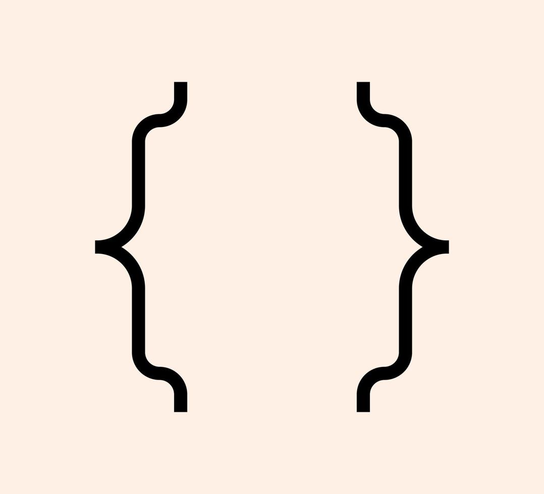 lockiga hängslen skiljetecken svart figur ikon. vintage parentes symbol för att skriva eller typografi. prydnad och vektor eps isolerade designelement koncept för meddelanden och citat