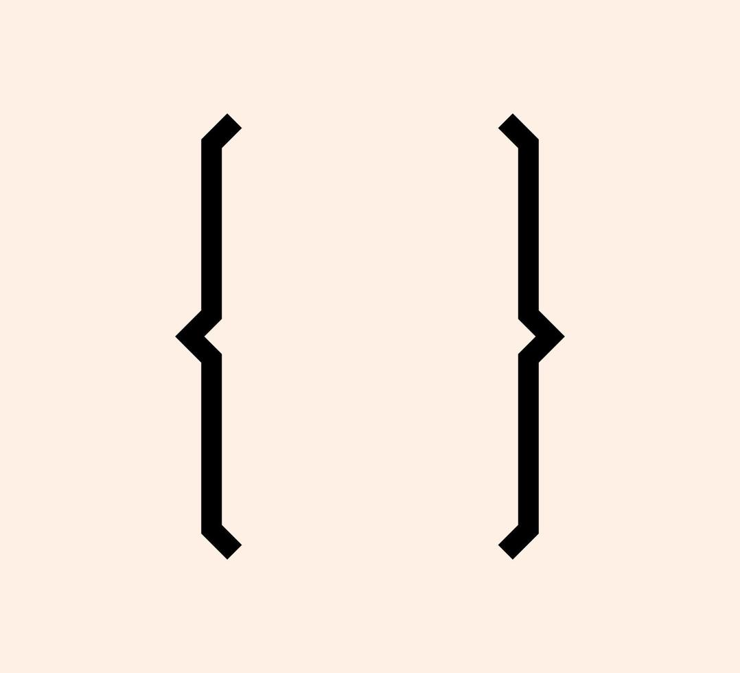 geschweifte Klammern Satzzeichen schwarzes Symbol. klammersymbol für tippen oder typografie. Ornament und Vektor eps isoliertes Gestaltungselementkonzept für Nachrichten und Zitate