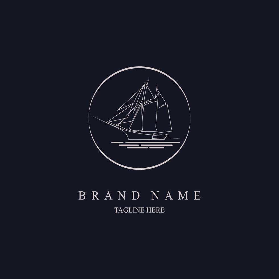 segelbåt linje stil logotyp mall design vektor för varumärke eller företag och andra