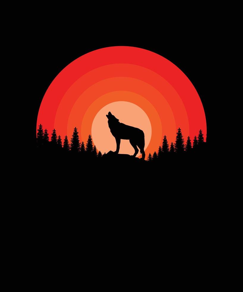 wolf bakgrundsdesign och wolf tee shirt design vektor