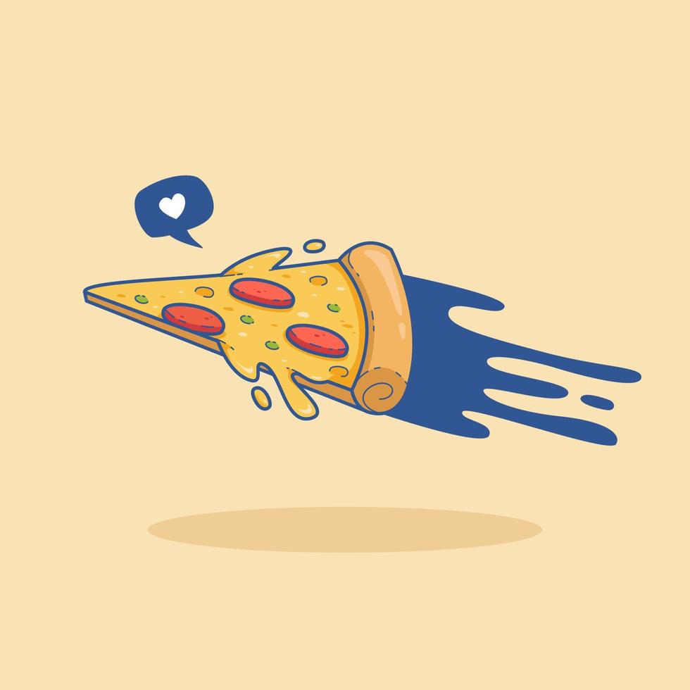 fliegendes Stück Pizza-Käse-Vektor-Illustration von Fast Food vektor