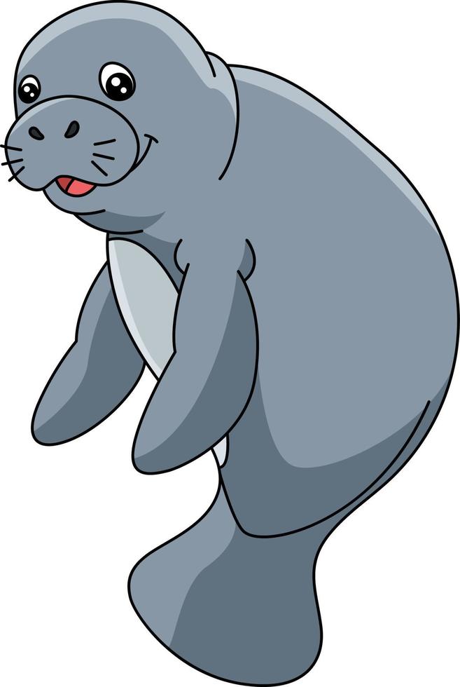 manatee tecknad färgad clipart illustration vektor