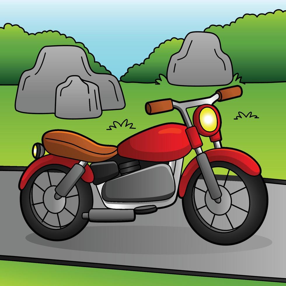 motorradkarikatur farbige fahrzeugillustration vektor