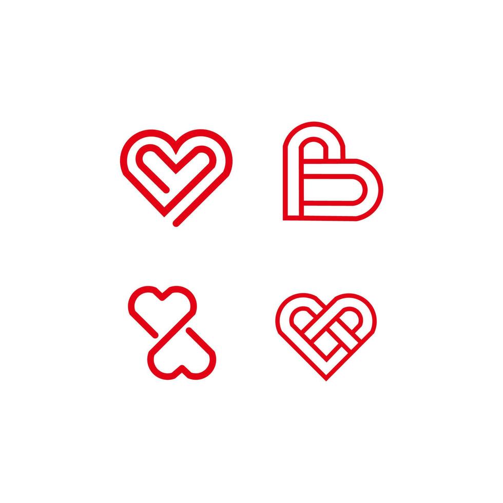 uppsättning hjärta ikon vektor illustration mall. hjärta ikon design samling. älskar vektordesign isolerad på vit bakgrund. kärlek vektor ikon platt design för webbplats, symbol, logotyp, skylt, app, ui.