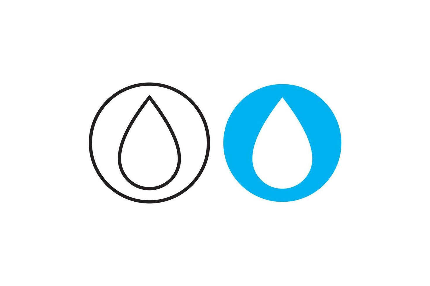Vektor blauer Wassertropfen-Icon-Set. Sammlung flacher Tröpfchen-Logoformen