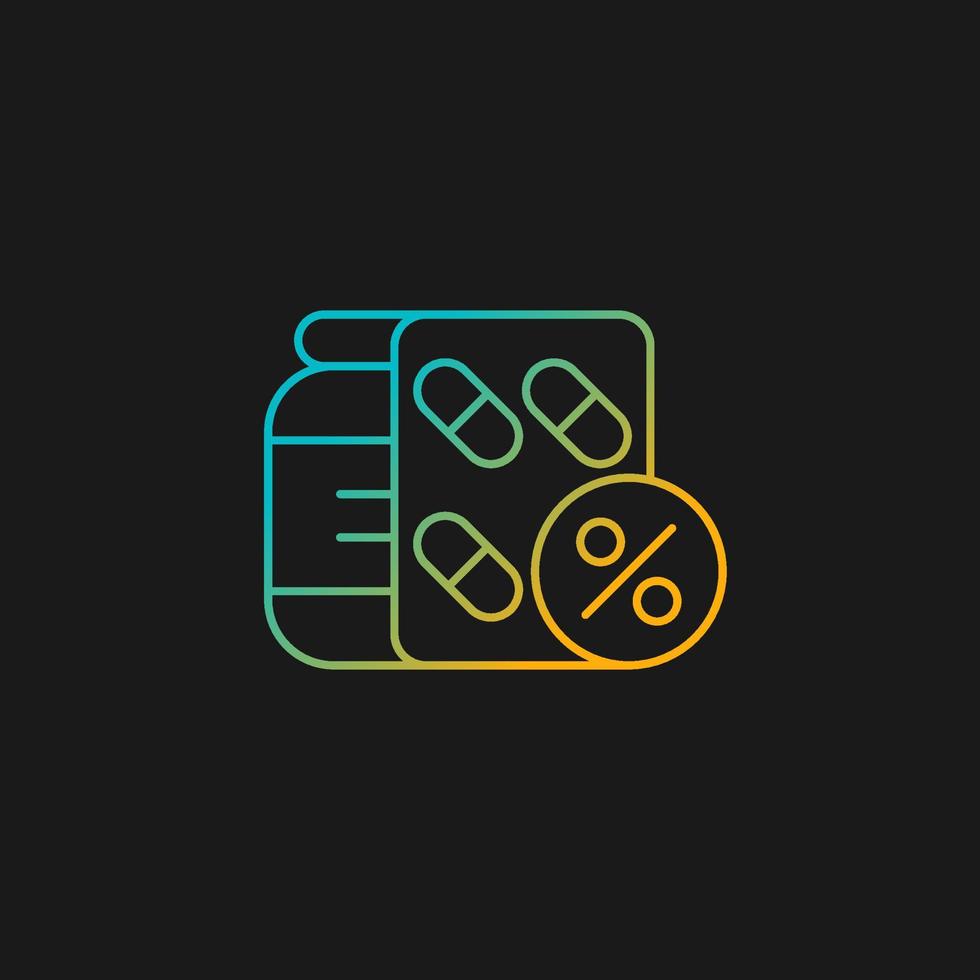 minskad kostnad för receptbelagda läkemedelsgradient vektorikon för mörkt tema. ge hälsofördelar till anställda. tunn linje färgsymbol. modern stil piktogram. vektor isolerade konturritning