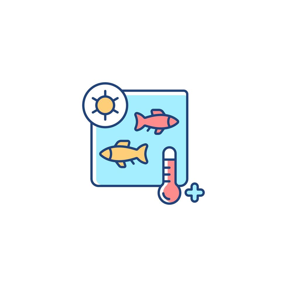 RGB-Farbsymbol für Wärmebehandlung. Hochtemperaturverarbeitung von Meeresfrüchten. Fischsterilisation und Pasteurisation. Kochen und Einmachen. isolierte vektorillustration. einfache gefüllte Strichzeichnung vektor