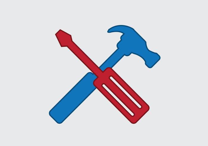 Werkzeug- und Hammer-Symbol vektor