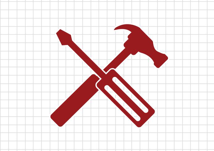 Werkzeug- und Hammer-Symbol vektor