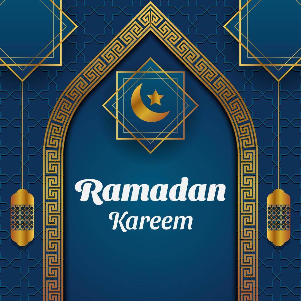realistisches luxus-ramadan-kareem-grußkartendesign. islamische vektorillustration vektor