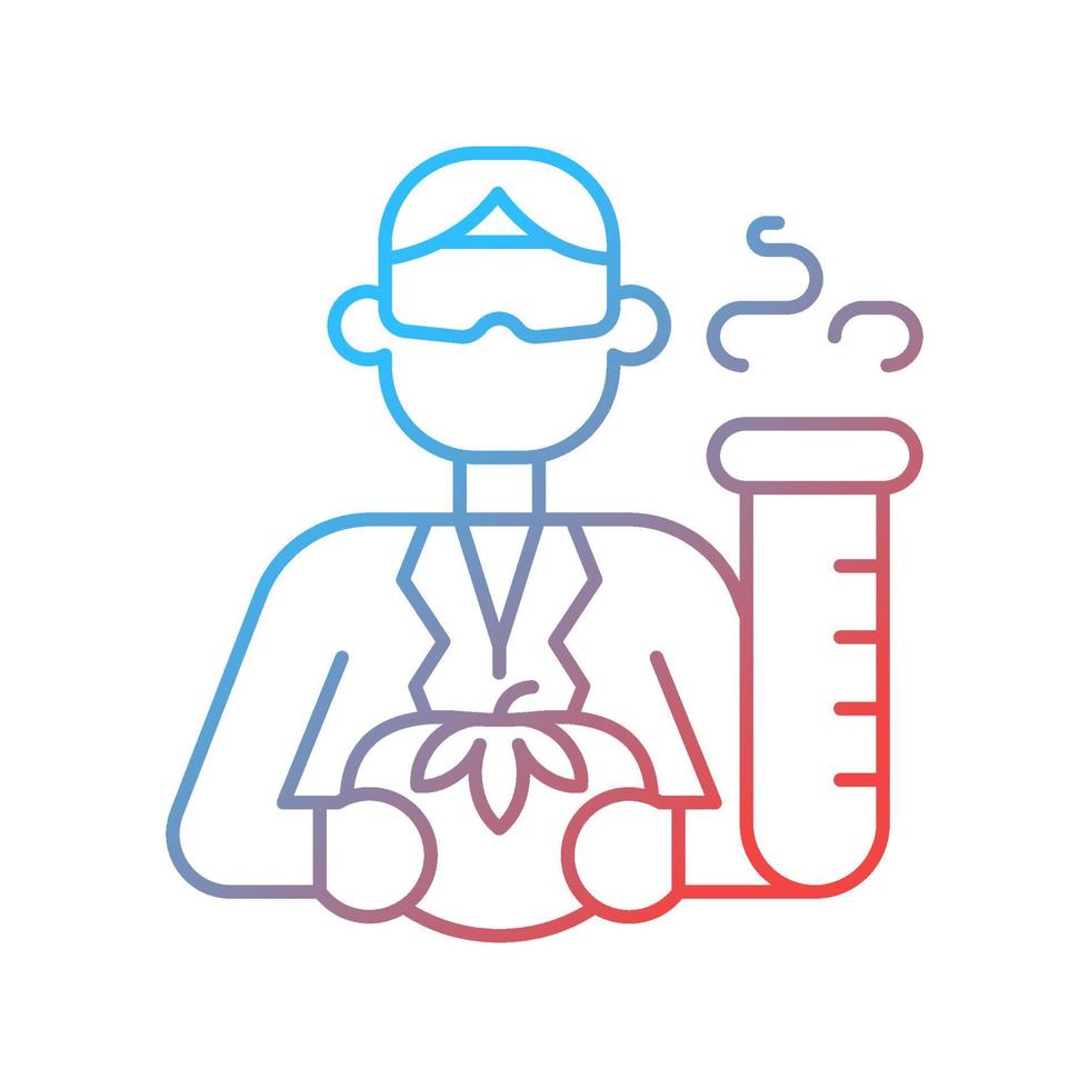 lineares Vektorsymbol für Lebensmittelanalytiker. Nahrungswissenschaftler. Ernährungssicherheitstester. Chemielaborant. dünne Linie Farbsymbol. Piktogramm im modernen Stil. Vektor isoliert Umrisszeichnung